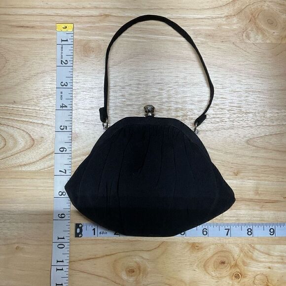 Garay Purse Clutch Inner Attached Coin Purse Black Wrist Hand Strap Snap Closure - Picture 4 of 12